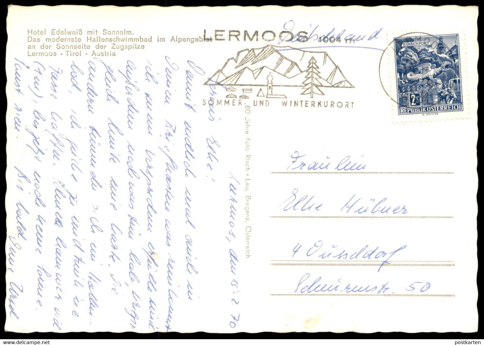 ÄLTERE POSTKARTE LERMOOS HOTEL EDELWEISS DAS MODERNSTE HALLENSCHWIMMBAD IM ALPENGEBIET Bad Pool Ansichtskarte Postcard - Lermoos