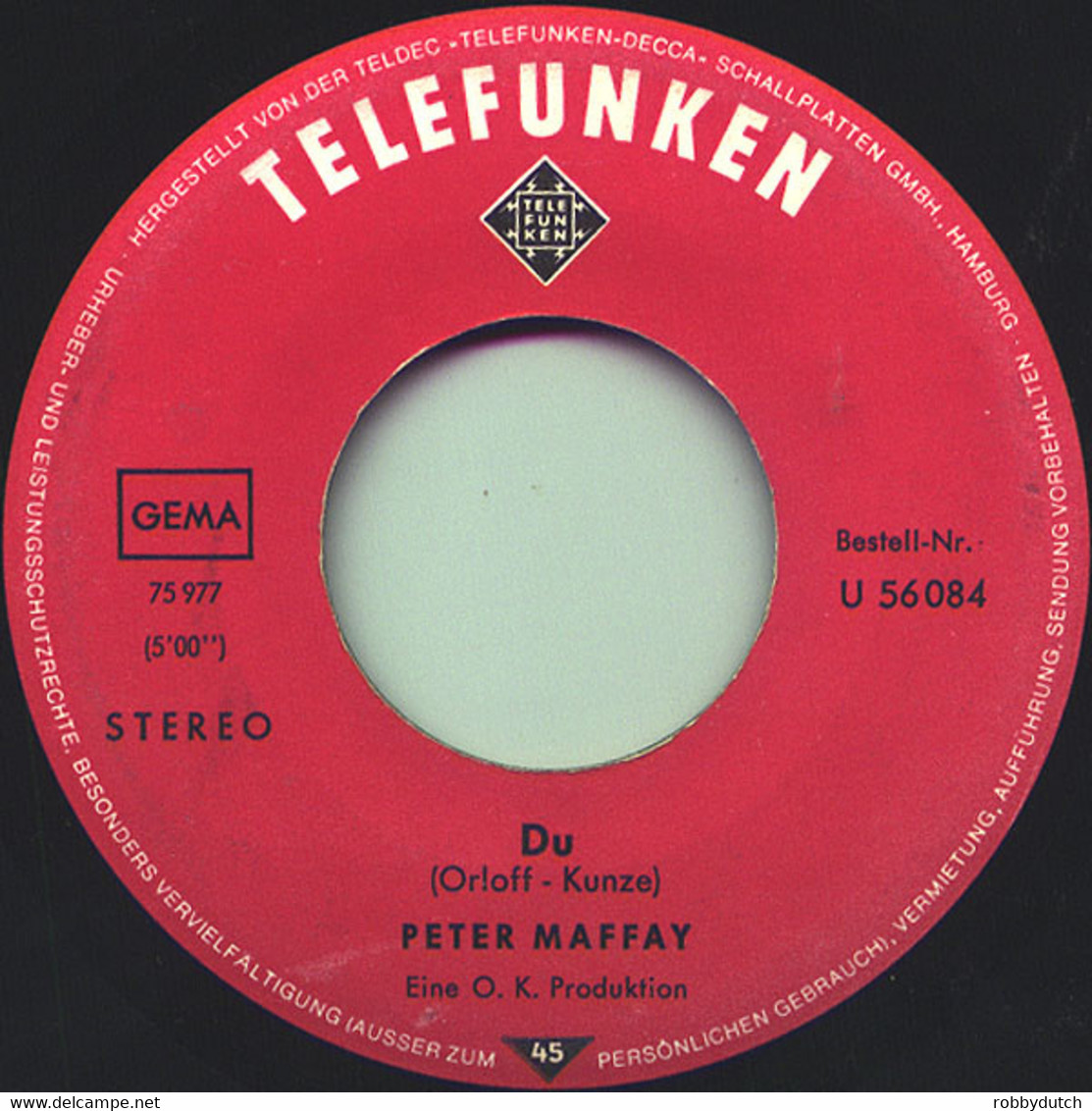 * 7" *  PETER MAFFAY - DU (Germany 1970) - Otros - Canción Alemana