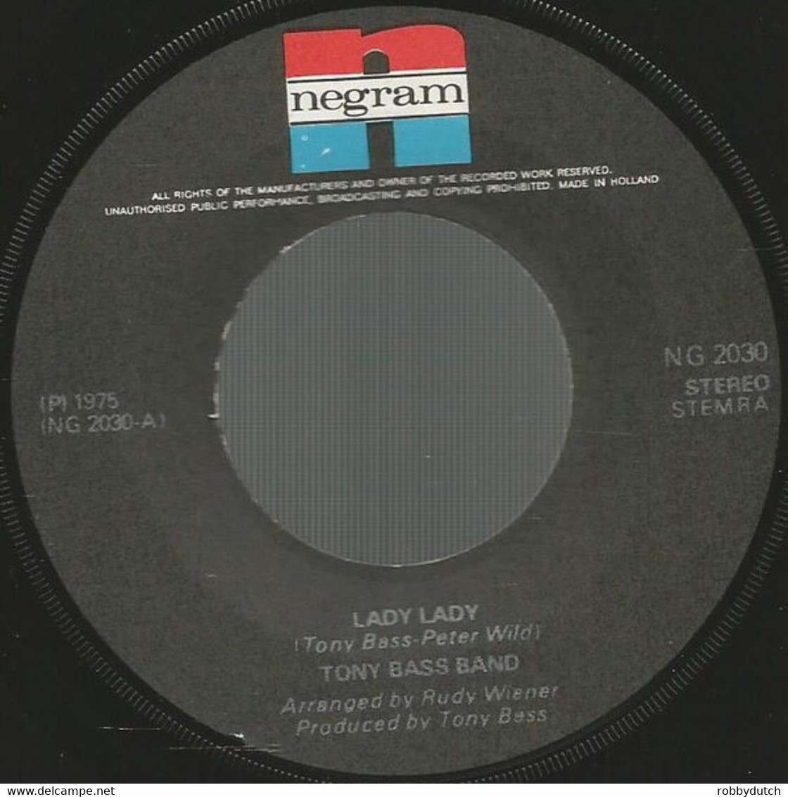 * 7" *  TONY BASS BAND - LADY-LADY (Holland 1975 EX-) - Other - Dutch Music