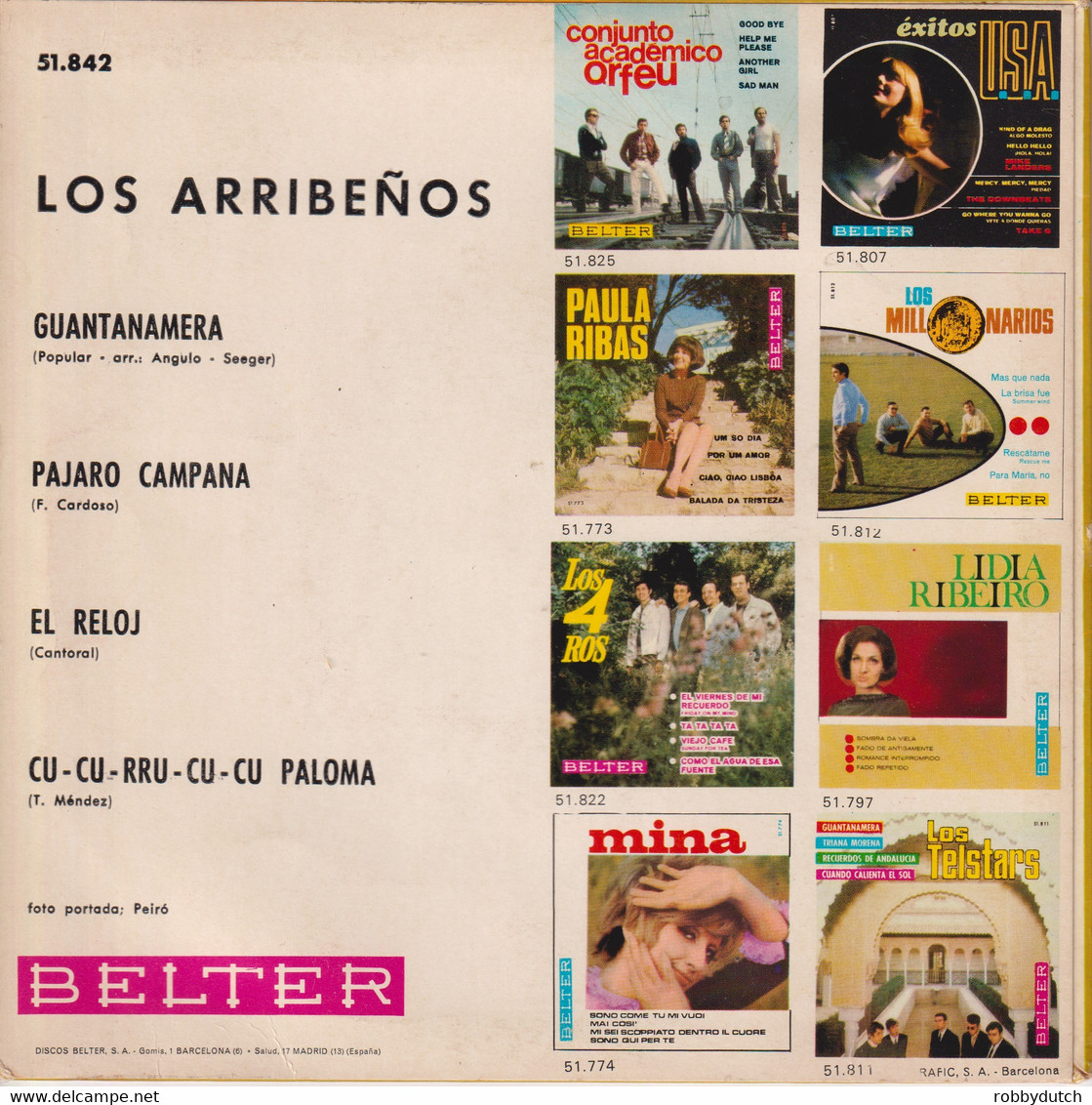 * 7" EP *  LOS ARRIBÊNOS - GUANTANAMERA (Spain 1967 EX-) - Autres - Musique Espagnole