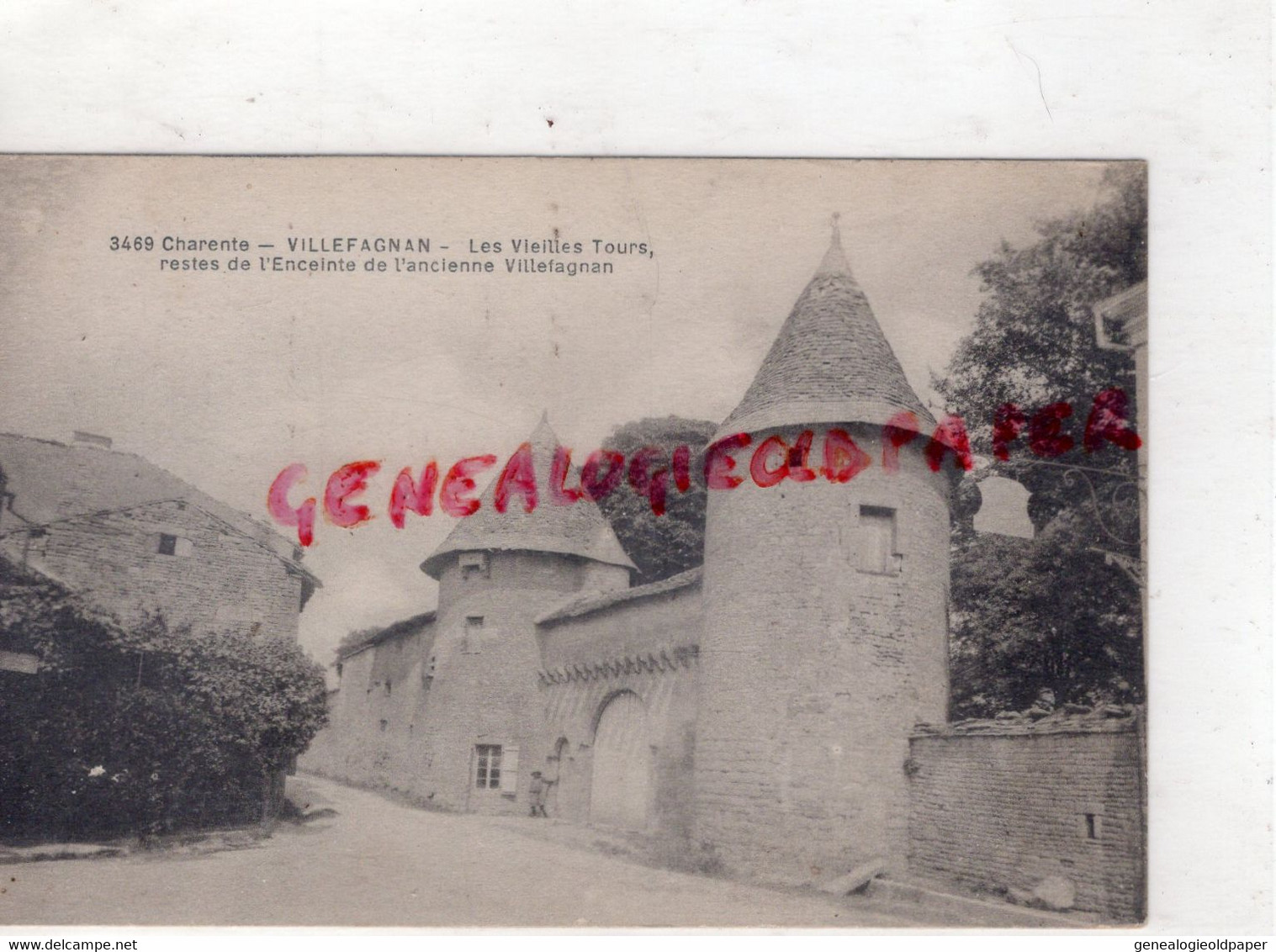 16-VILLEFAGNAN - LES VIEILLES TOURS RESTES DE L' ENCEINTE DE L' ANCIENNE VILLEFAGNAN -EDITEUR BRAUN ROYAN N° 3469- RARE - Villefagnan