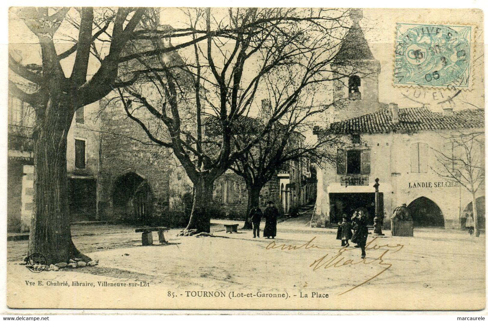 Cpa  Tournon (47) Place Du Village,  Animée - Tournon D'Agenais