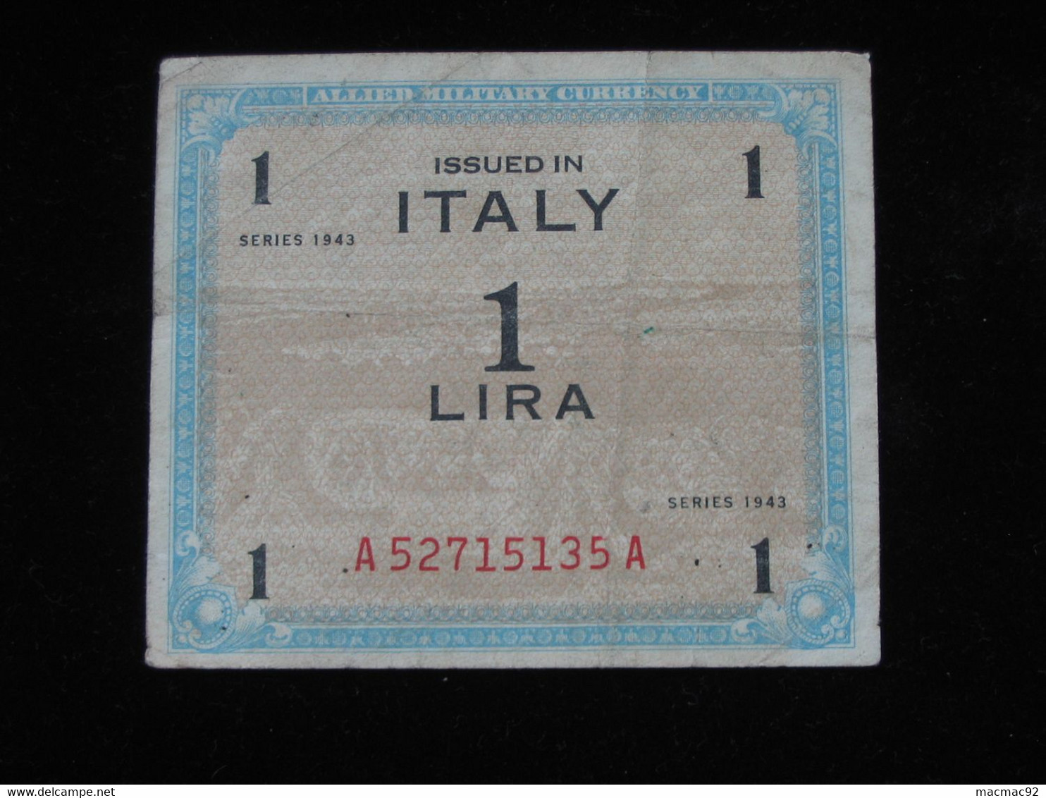 ITALIE - 1 Lira  Issued In ITALY - Allied Military Currency - Série 1943  **** EN ACHAT IMMEDIAT **** - Geallieerde Bezetting Tweede Wereldoorlog