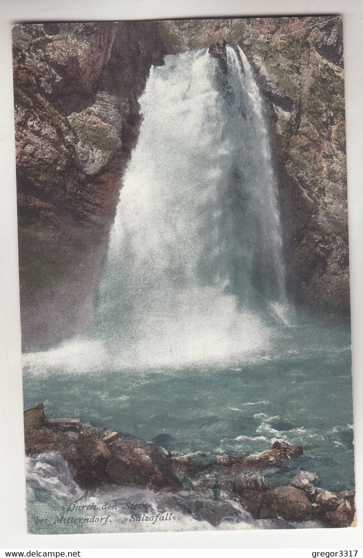 C2446) Durch Den Stein Bei MITTERNDORF - SULZAFALL - Wasserfall Gel. Gröbming 1911 - Bad Mitterndorf