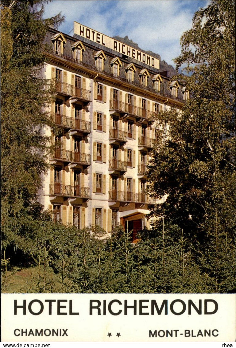 74 - CHAMONIX - Hôtel Richemond - Carte Publicitaire - Chamonix-Mont-Blanc