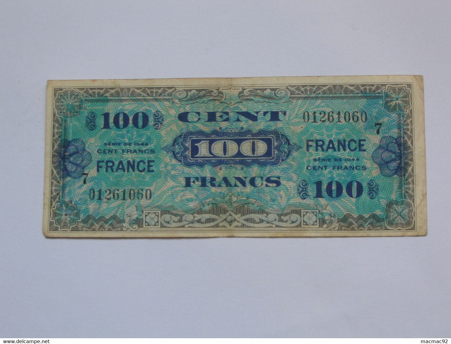 100 Francs - FRANCE - Série 7 - Billet Du Débarquement - Série De 1944 **** EN ACHAT IMMEDIAT ****. - 1945 Verso Francés