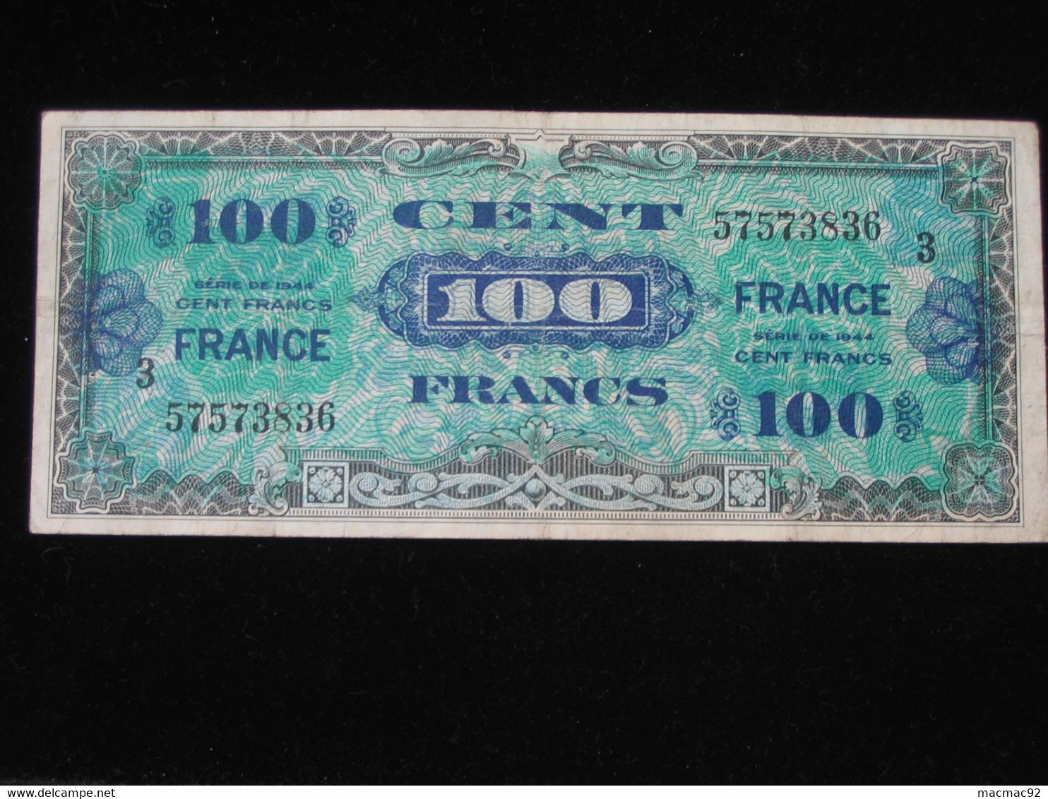 100 Francs - FRANCE - Série 3 - Billet Du Débarquement - Série De 1944 **** EN ACHAT IMMEDIAT ****. - 1945 Verso Francés