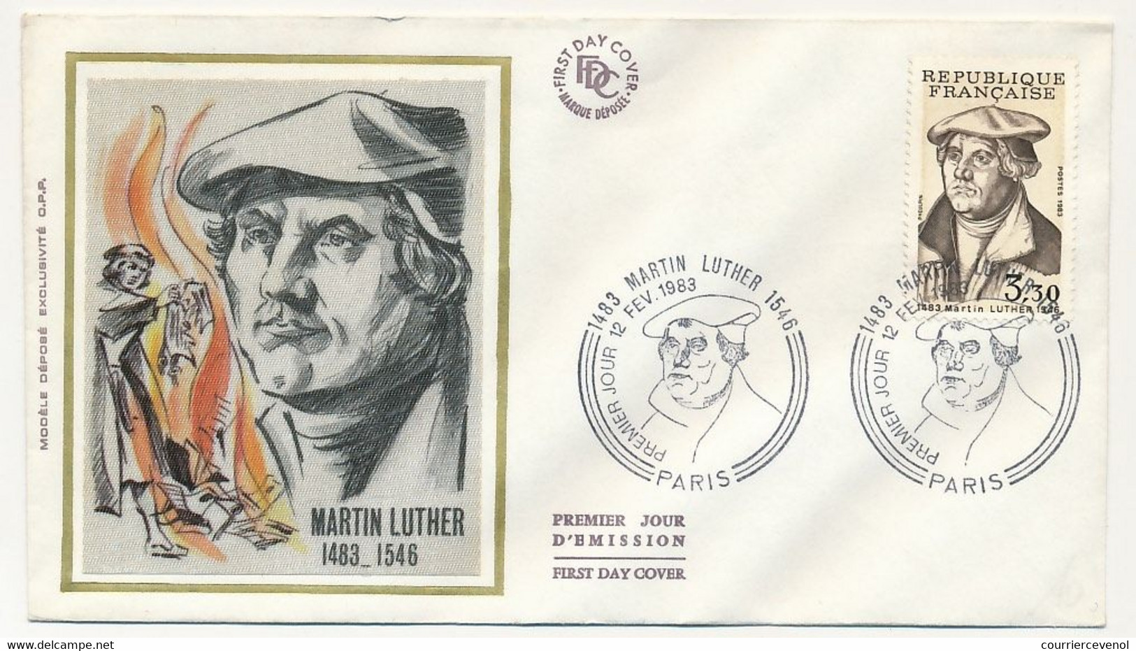 FRANCE - FDC Soie - 3,30F Martin Luther - PARIS - 12 Février 1983 - Christianity