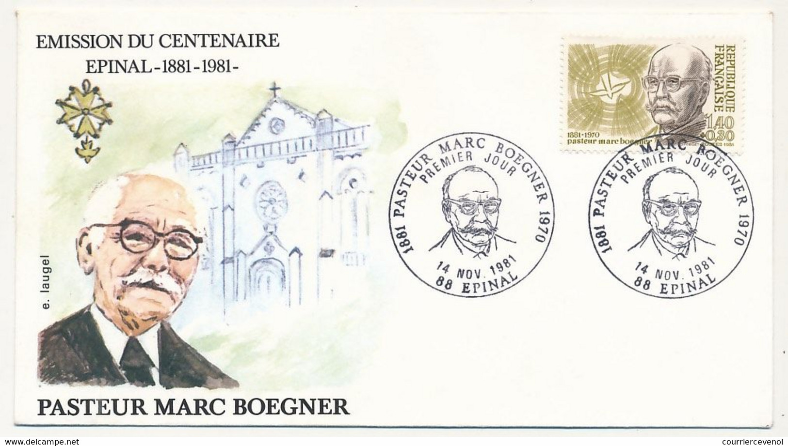 FRANCE - Enveloppe FDC - 1,40 + 0,30 Pasteur Marc Boegner - EPINAL - 14 Nov 1981 - Christentum