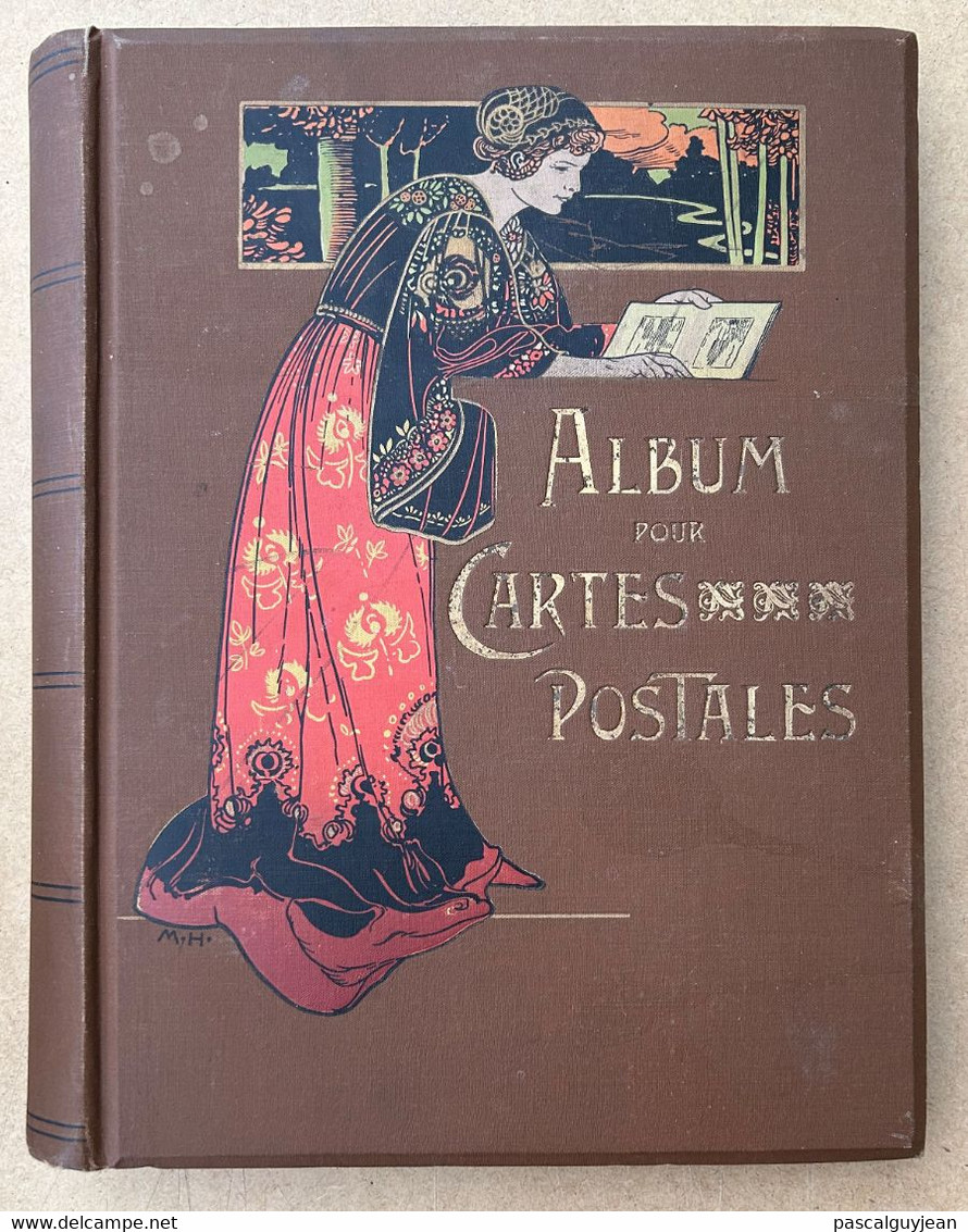 ALBUM ANCIEN POUR CARTES POSTALES ANCIENNES DECOR FEMME, ART NOUVEAU - Non-classés