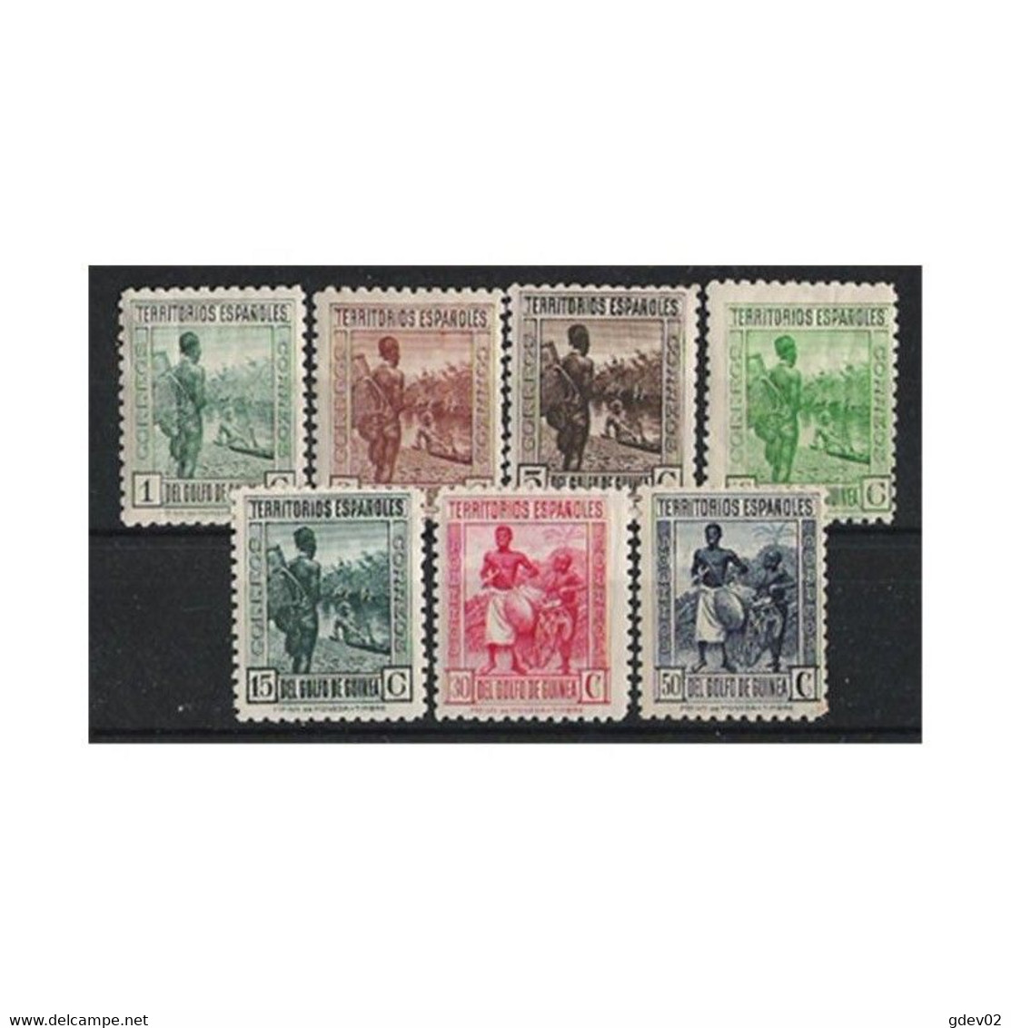 GUI244SCSF-L4412PC-TESPCOLGUI.Guinea Guinee GUINEA ESPAÑOLA TIPOS DE 1931 AÑO 1934-1941.(Ed 244/250*) S/C  RARA - Guinea Española