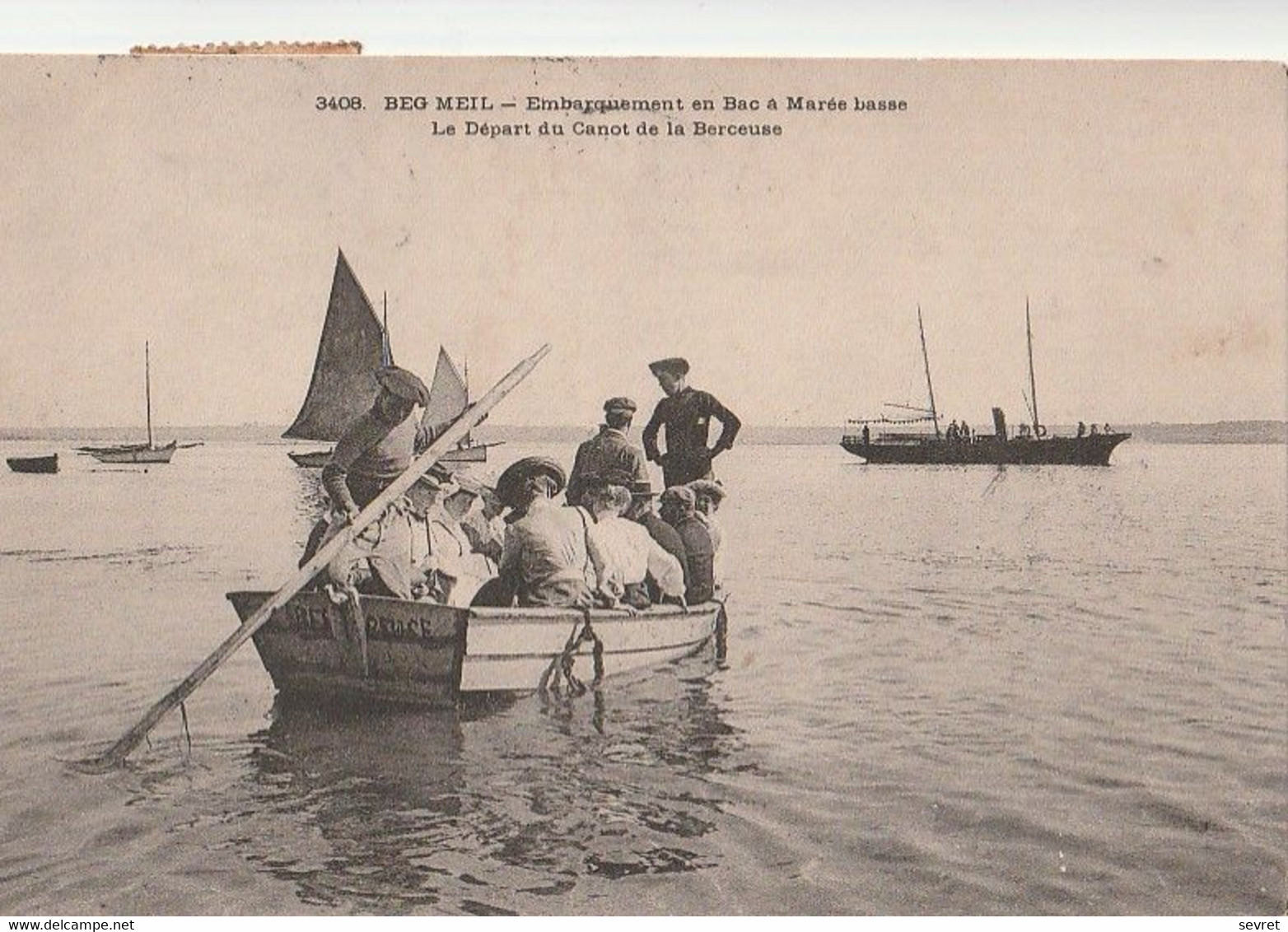 BEG-MEIL. - Embarquement En Bac à Marée Basse. Le Départ Du Canot De La Berceuse - Beg Meil