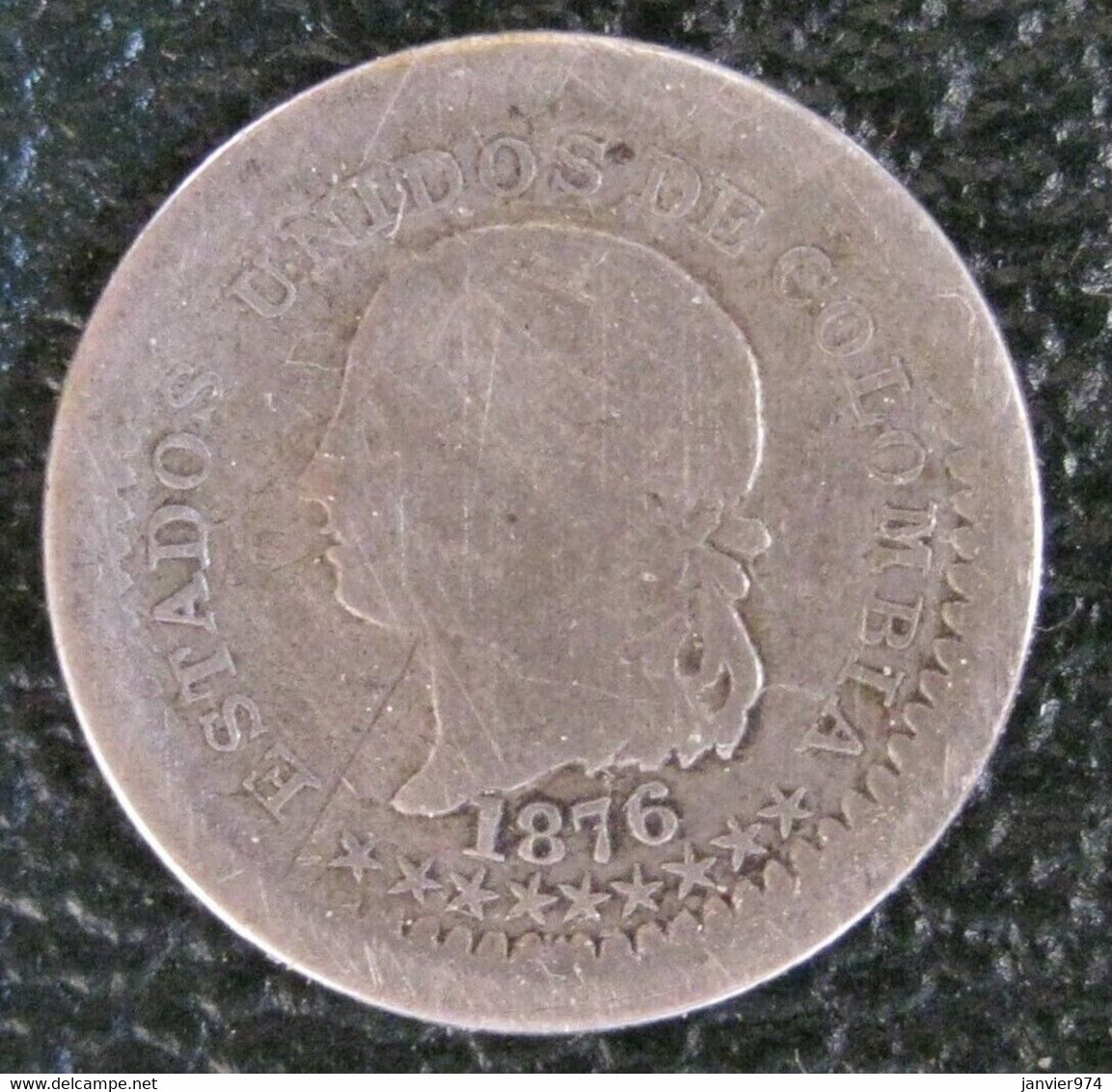 Colombie 5 Centavos 1876 Bogota, En Argent, KM # 174a, Date Rare ,19000 Exemplaires - Colombie