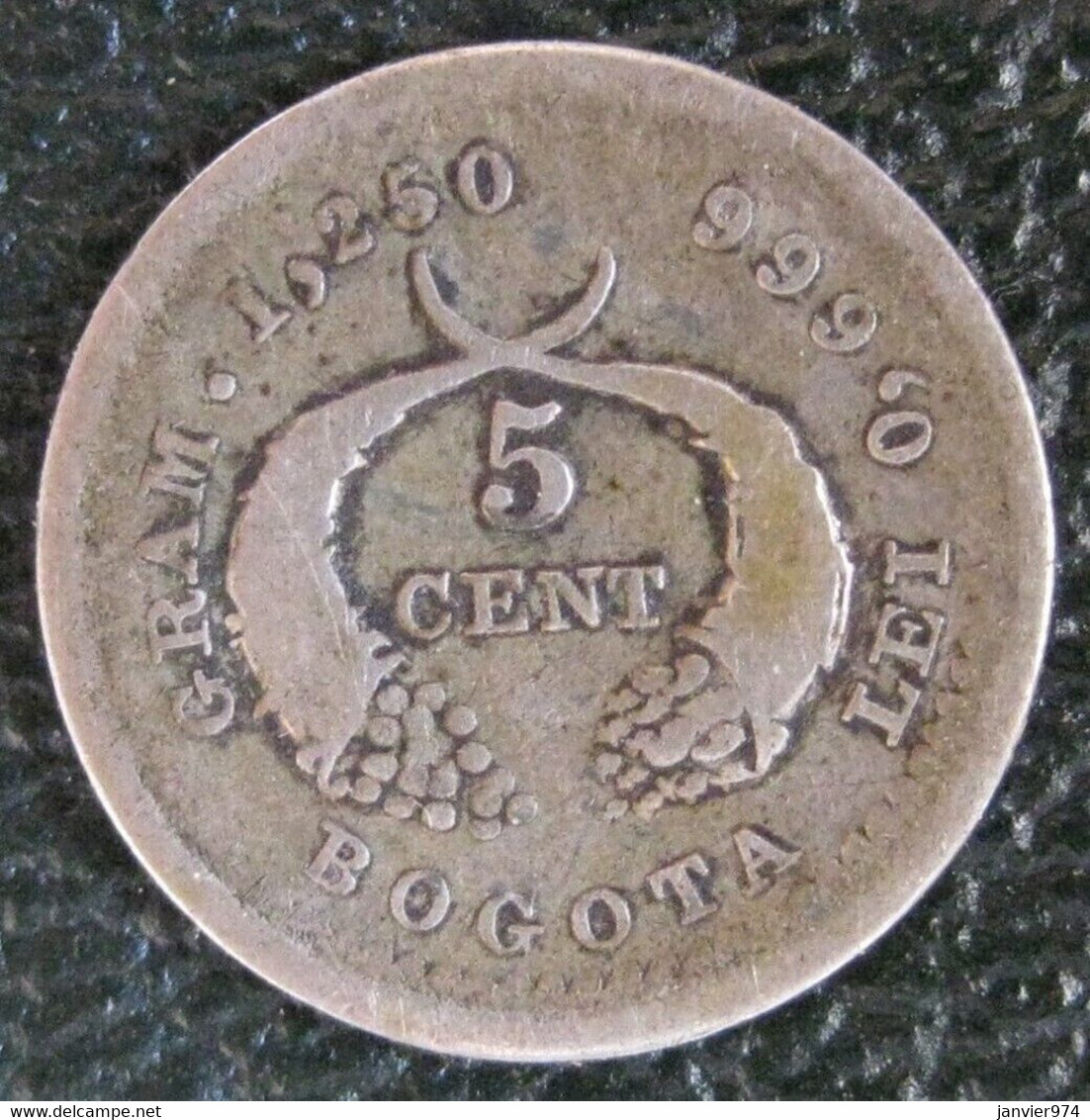 Colombie 5 Centavos 1876 Bogota, En Argent, KM # 174a, Date Rare ,19000 Exemplaires - Colombie