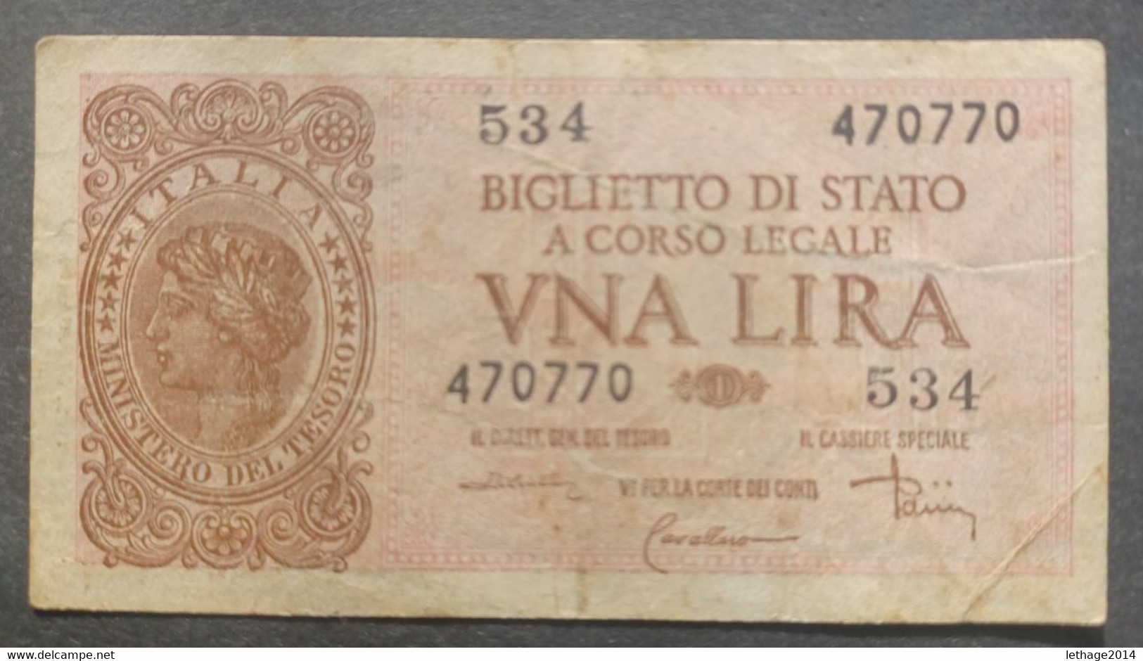 BANKNOTE REGNO D ITALIA 1 LIRA 1944 DI CRISTINA CAVALLARO PARISI - Italia – 1 Lira