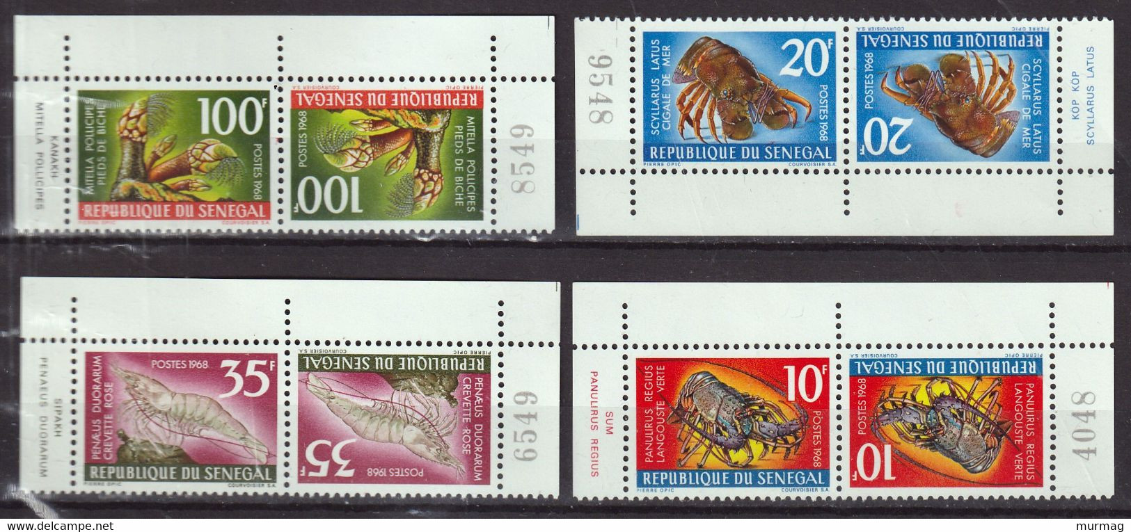 SENEGAL - Faune, Pieds De Biche, Cigale De Mer, Crevette, Langouste - 1968 - MNH - Sénégal (1960-...)