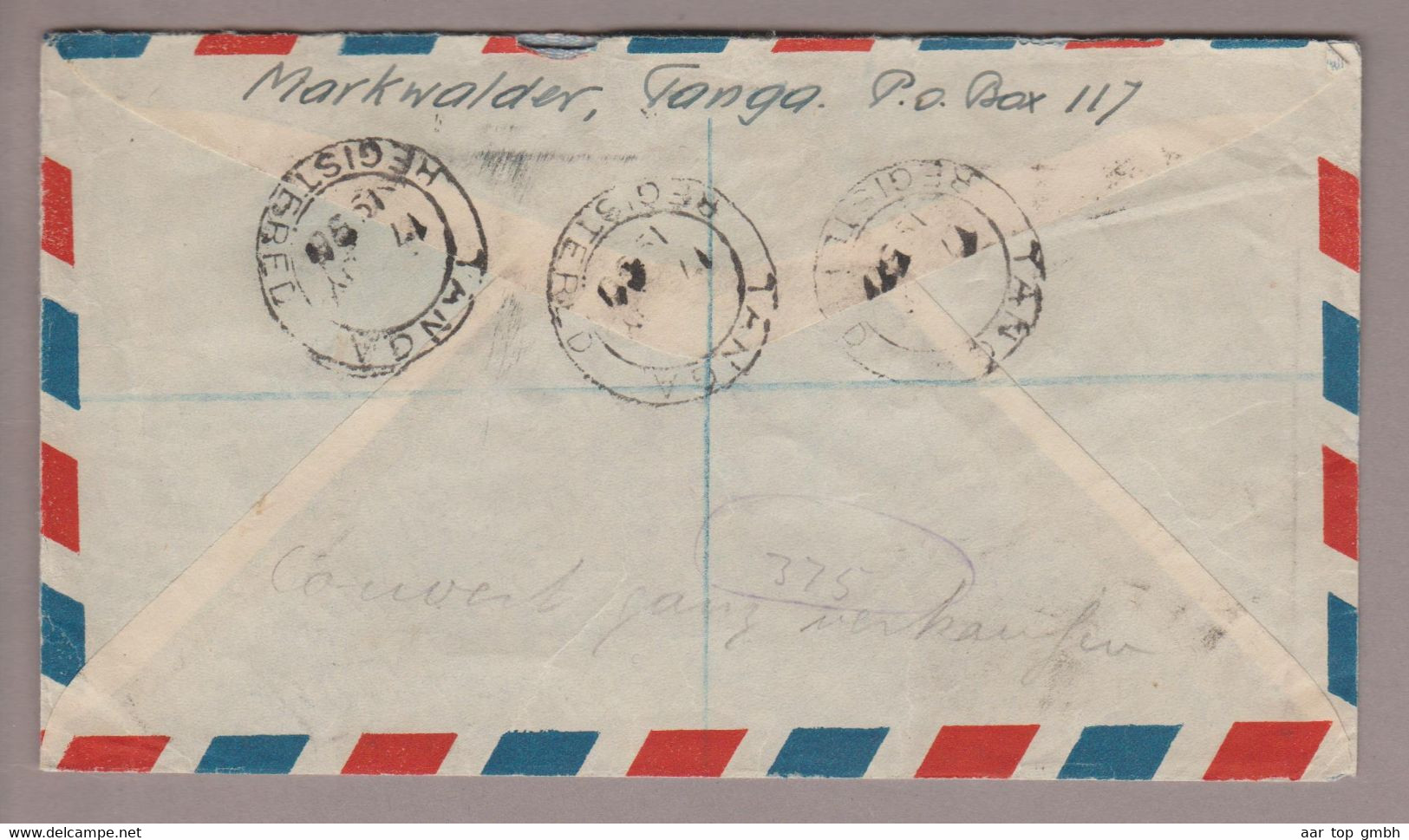 Afrika Tanganyika Tanga 1950-06-17 R-Luftpostbrief Nach Thalwil - Uganda (...-1962)
