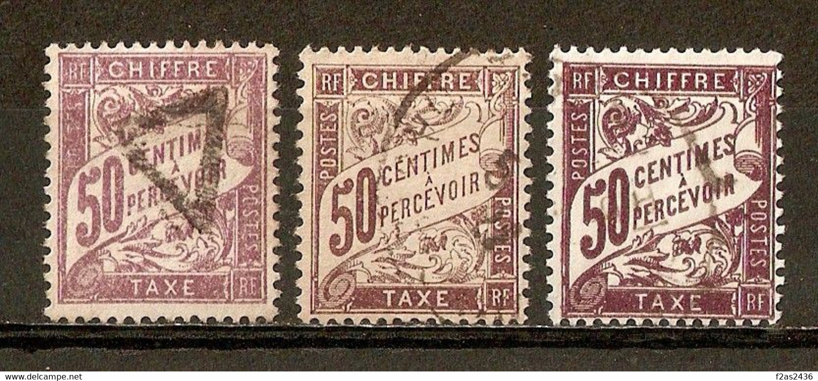 1893-1935 Taxe - 50c.lilas - Nuances - Type Duval - YT 37 - Usados