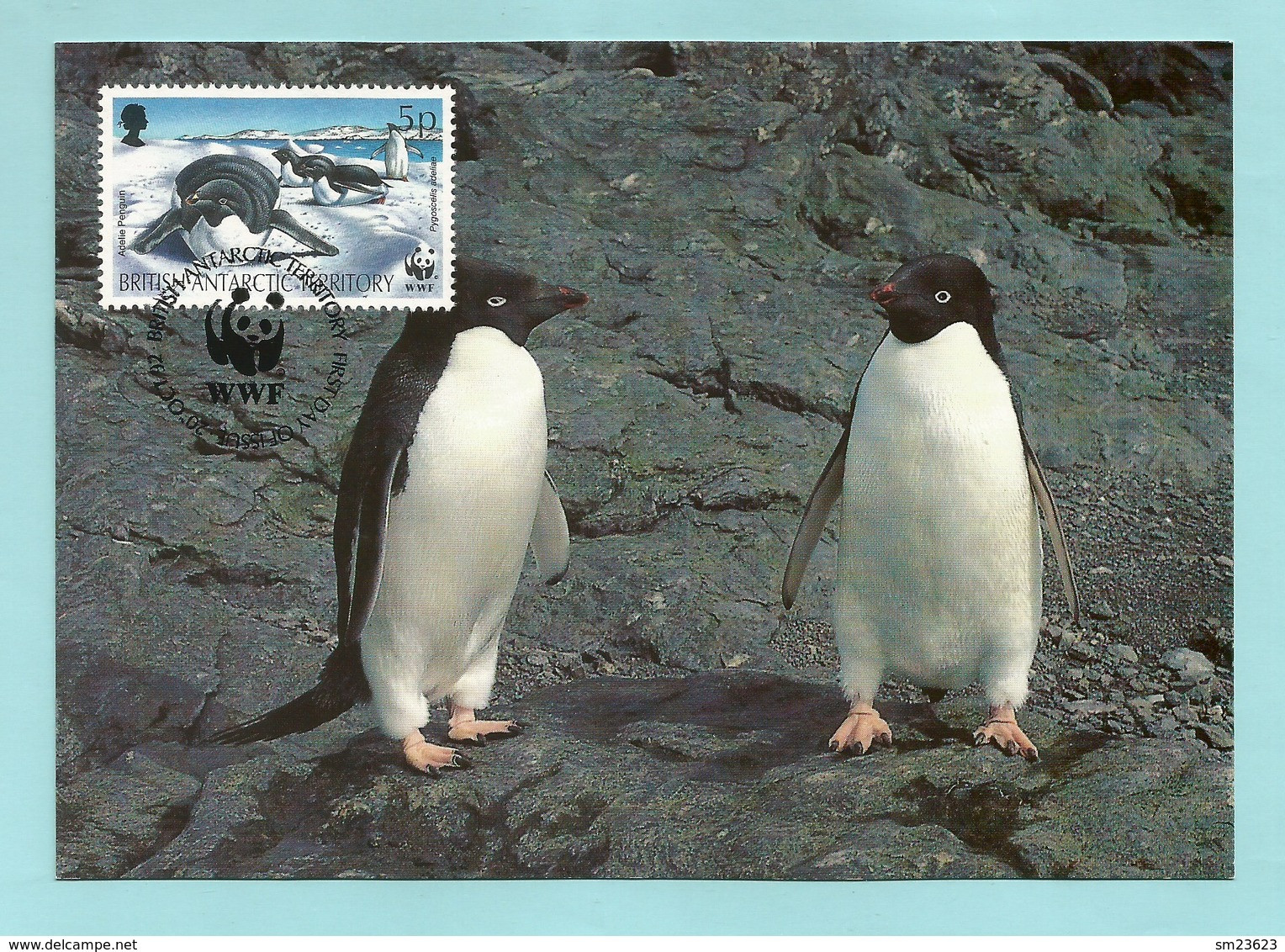 BAT 1992  Mi.Nr. 194 , Adelie Penguin - WWF Maximum Card - First Day 20.OCT 92 - Maximumkarten