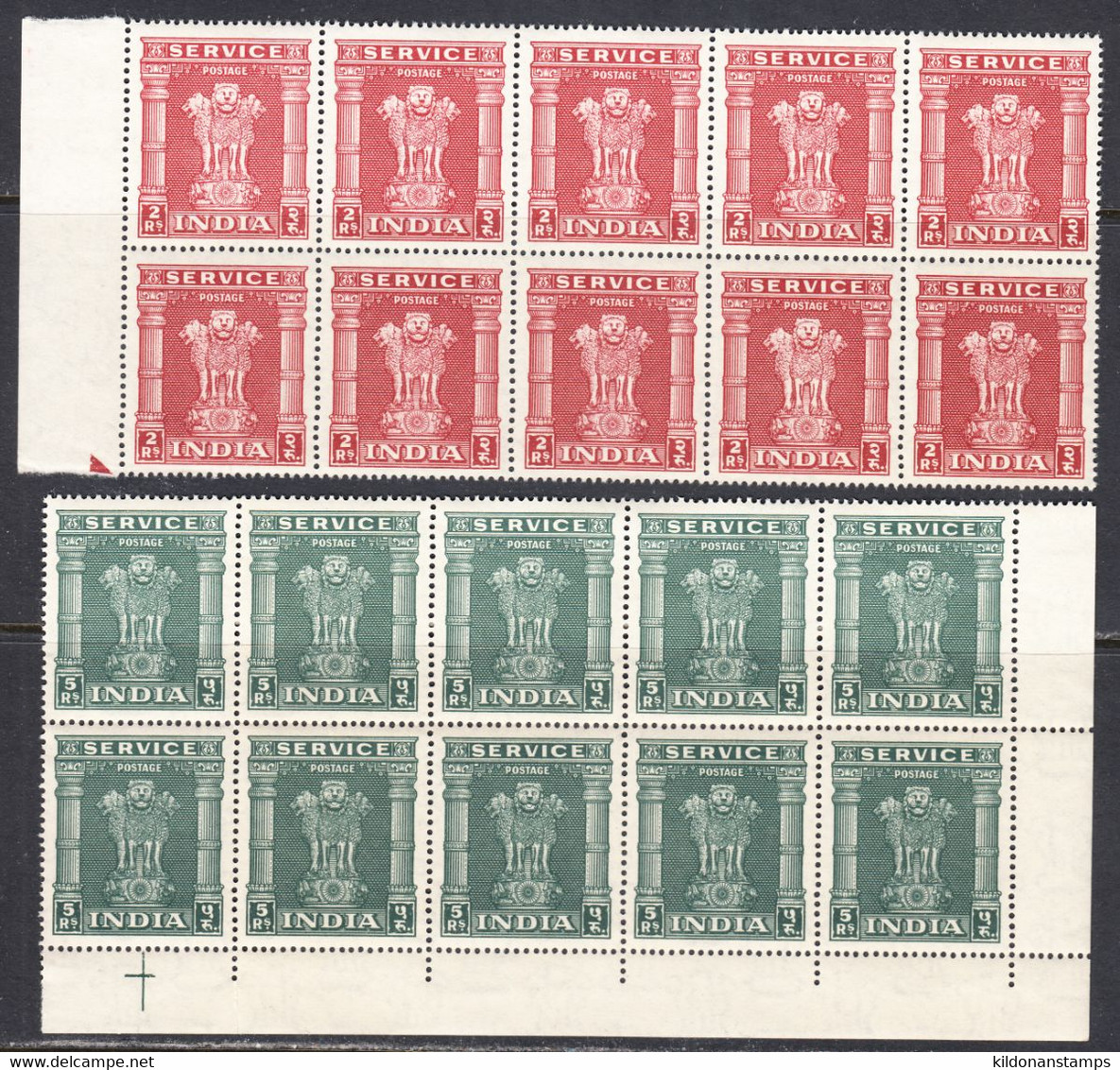 India 1958-71 Officials, Mint No Hinge, Blocks Of 10, Wmk 374, Sc# , SG O187-O189 - Francobolli Di Servizio