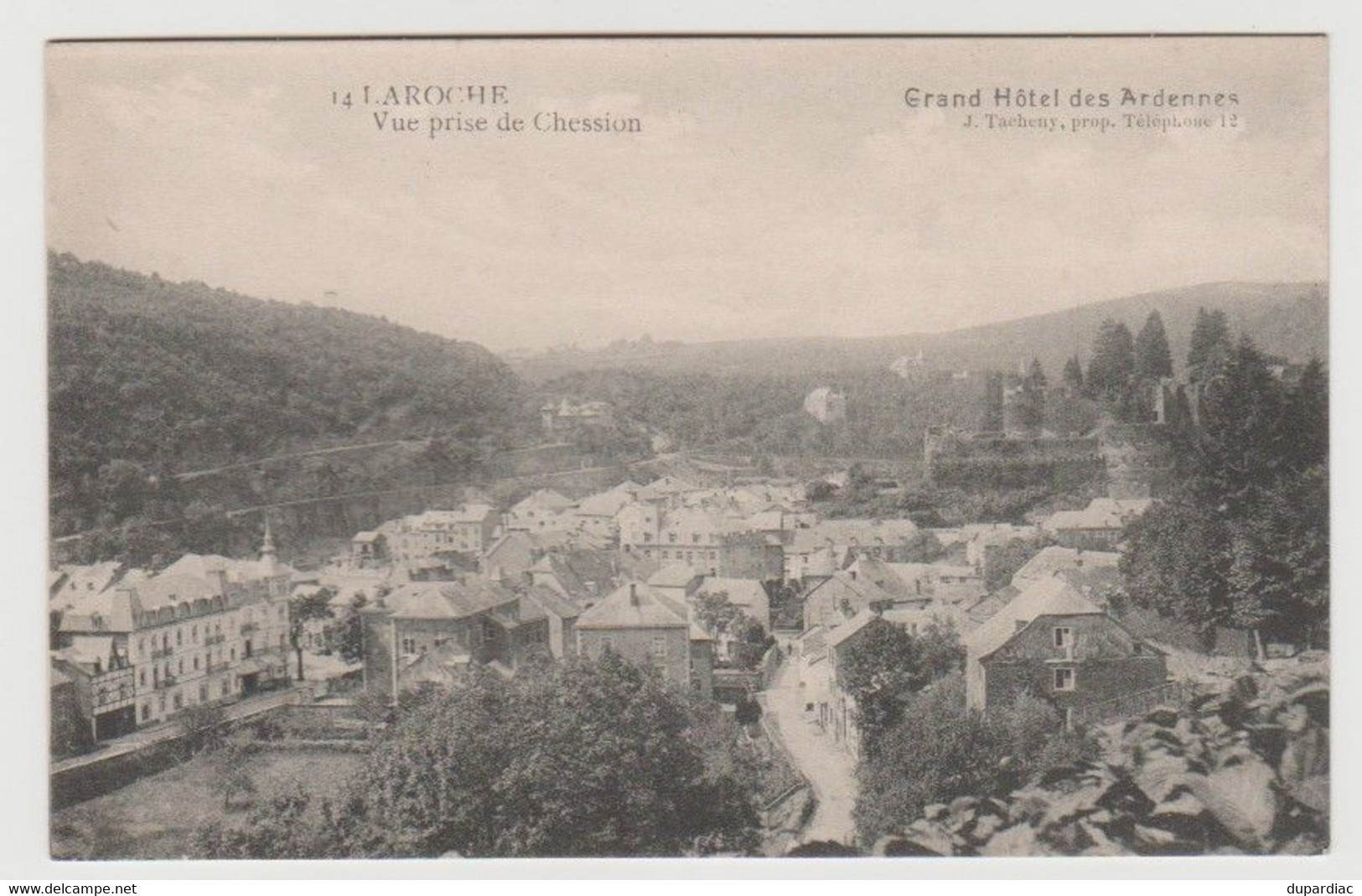 Belgique / LAROCHE -- Vue Prise De Chession. Grand Hôtel Des Ardennes, J. Tacheny Propriétaire. - La-Roche-en-Ardenne