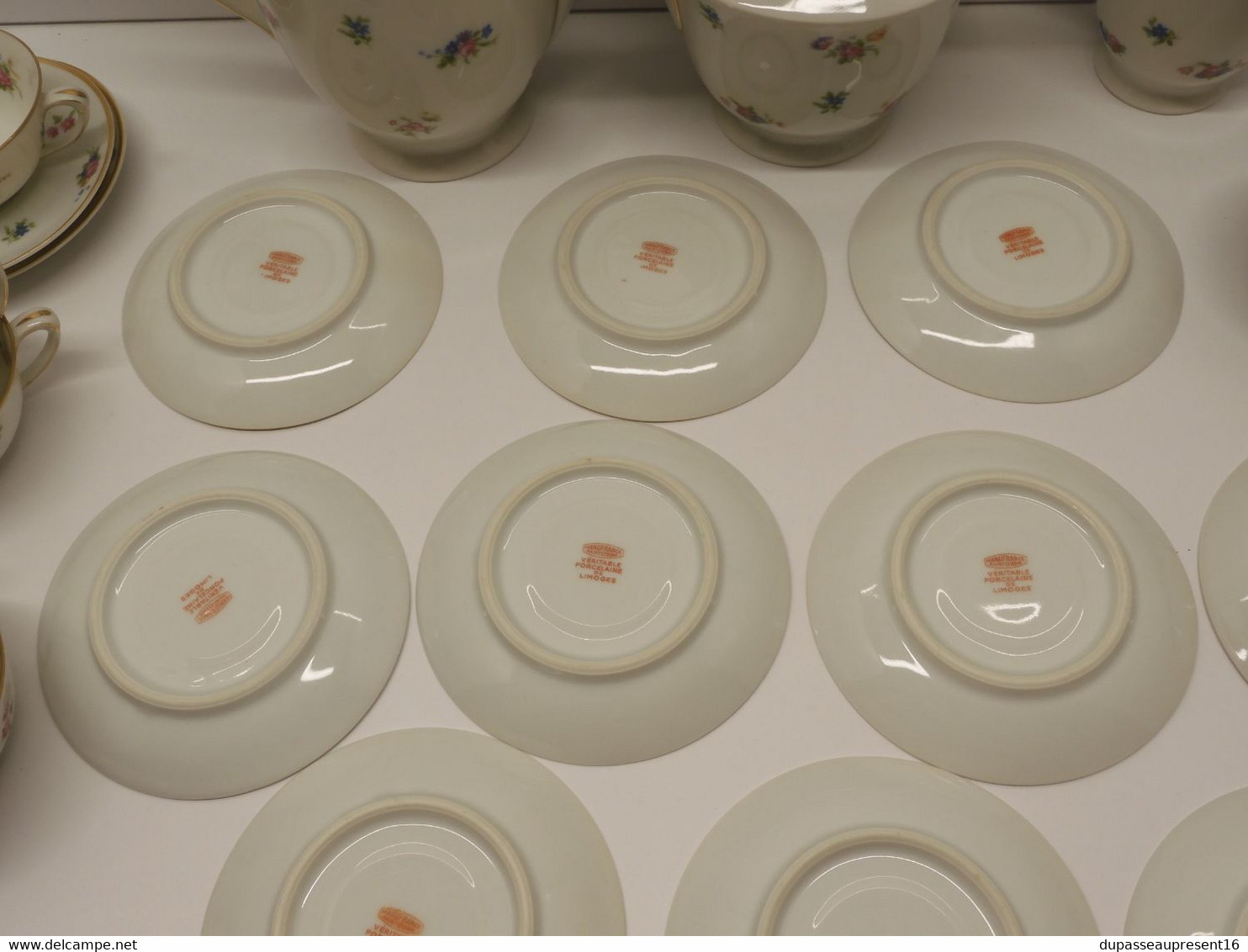 *JOLI SERVICE A CAFE ART DECO LIMOGES MANUFRANCE ST ETIENNE décor fleurettes   E