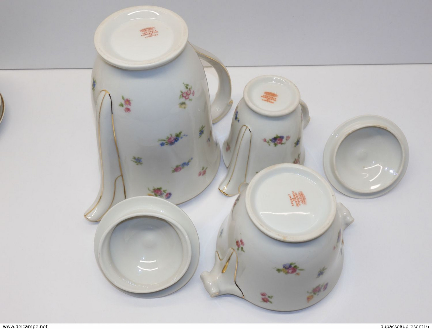 *JOLI SERVICE A CAFE ART DECO LIMOGES MANUFRANCE ST ETIENNE décor fleurettes   E