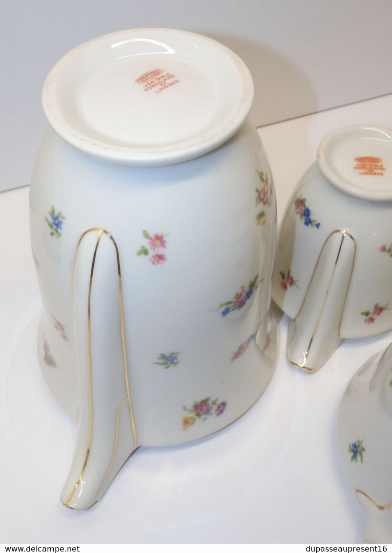 *JOLI SERVICE A CAFE ART DECO LIMOGES MANUFRANCE ST ETIENNE décor fleurettes   E