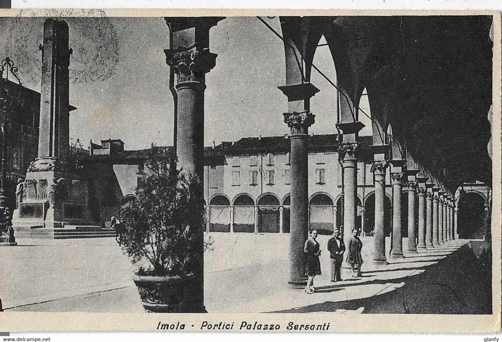 IMOLA PORTICI PALAZZO SERSANTI 1930 ANIMATA - Imola