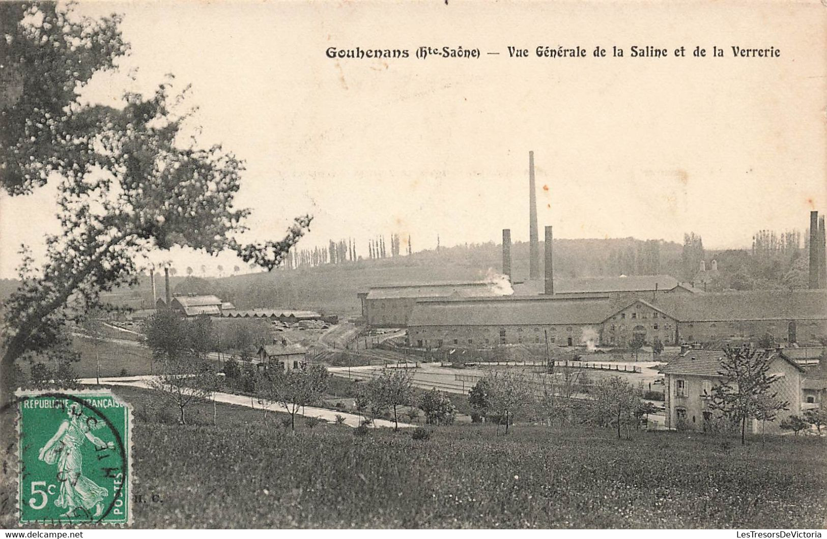 CPA Gouhenans - Vue Generale De La Saline Et De La Verrerie - Timbre Oblit Dijon Aviation - Andere & Zonder Classificatie