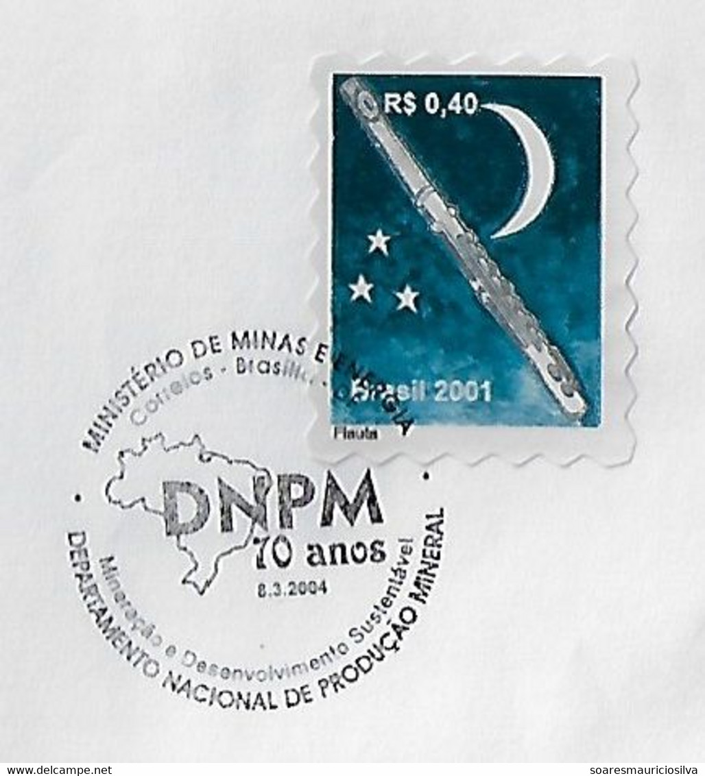 Brazil 2004 Cover Commemorative Cancel 70 Years National Department Of Mineral Production In Brasília Map Mining - Minéraux