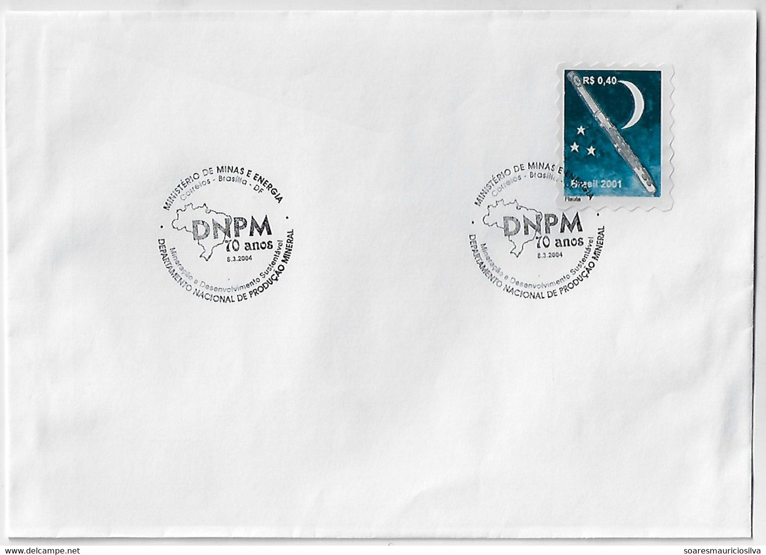 Brazil 2004 Cover Commemorative Cancel 70 Years National Department Of Mineral Production In Brasília Map Mining - Minéraux