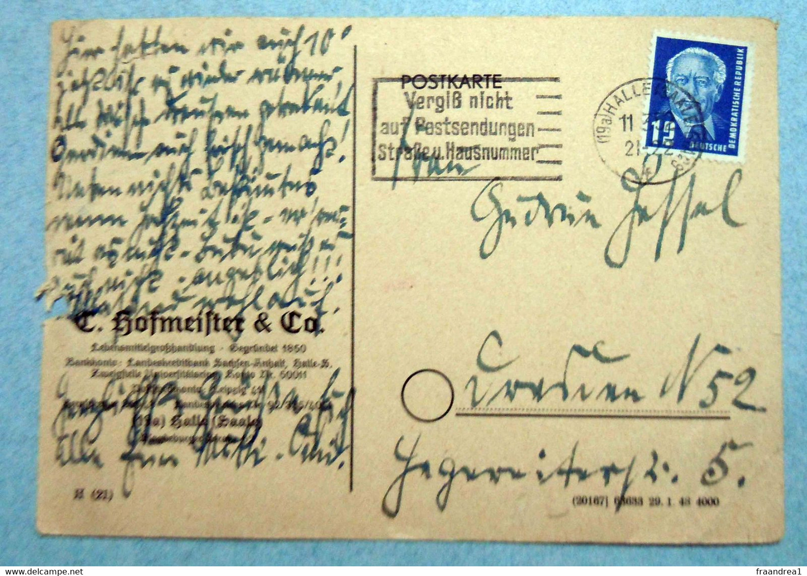 POSTKARTE  - 12 PF    - 1952 - Postcards - Used