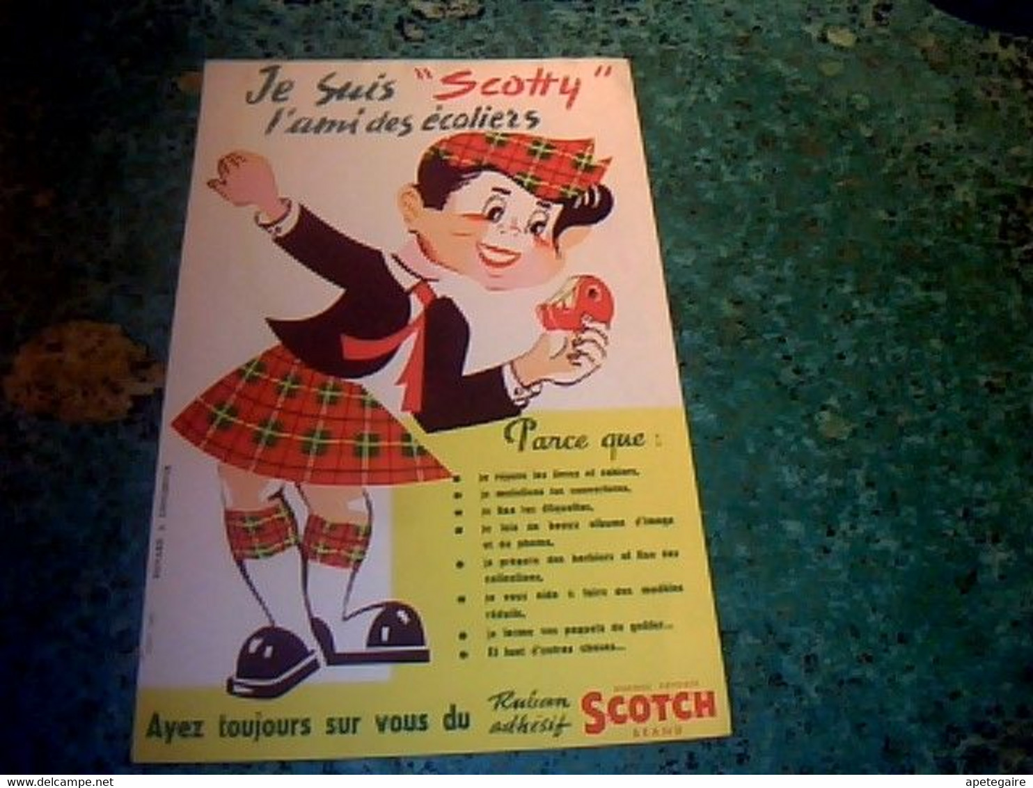 Vieux Papier Buvard Publicitè Ruban Adhesif Scotch " Scotty  " - S