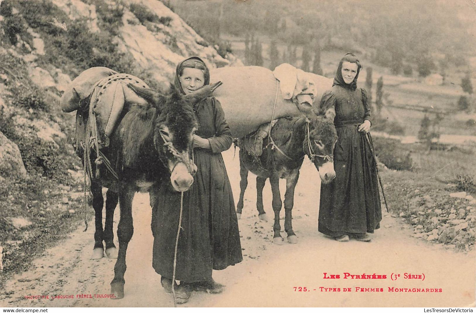 CPA Folklore - Types De Femmes Montagnardes - Les Pyrenees - Femmes Avec Des Anes - Labouche Freres - Personajes