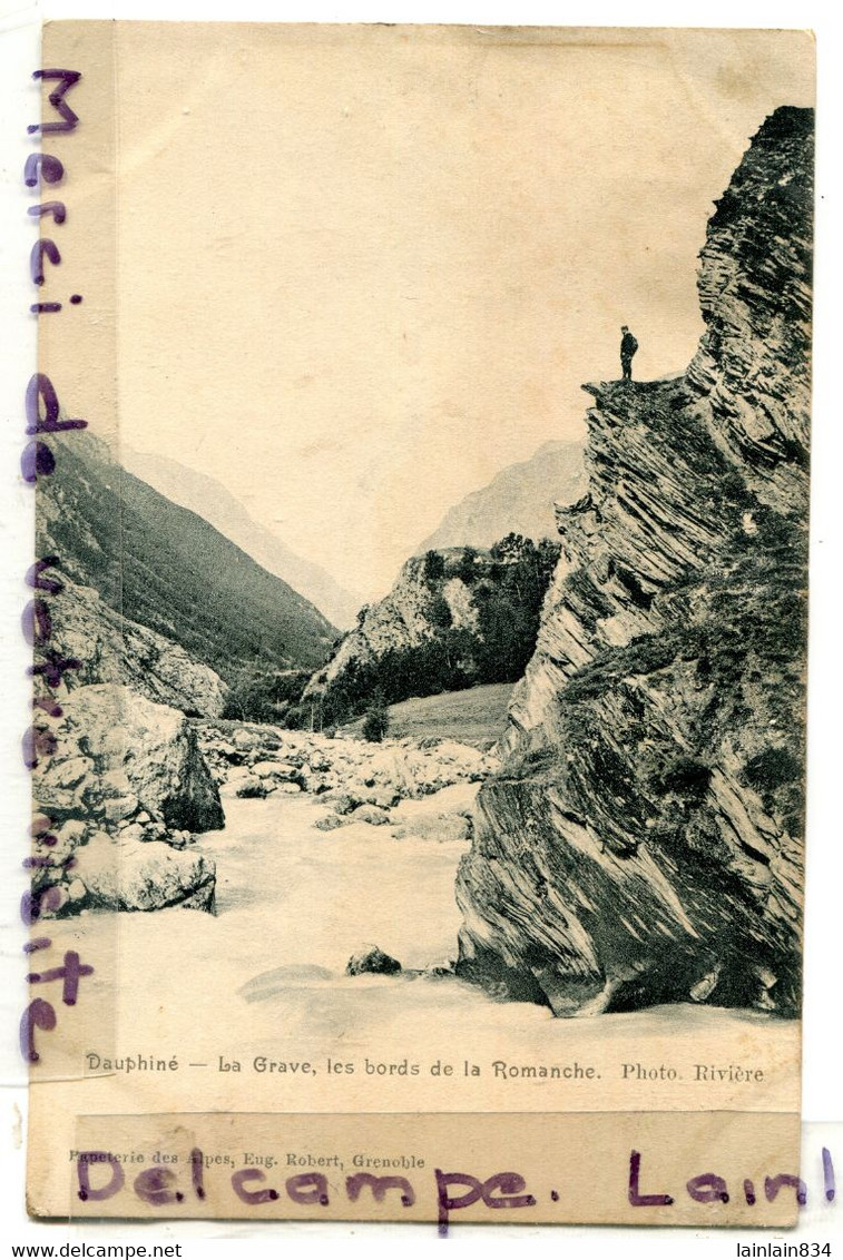- Dauphiné - La Grave, ( Hautes-Alpes ), Les Bords De La Romanche, Homme Sur Le Rocher, Cliché Rare, 1916,TBE, Scans, .. - Sonstige & Ohne Zuordnung