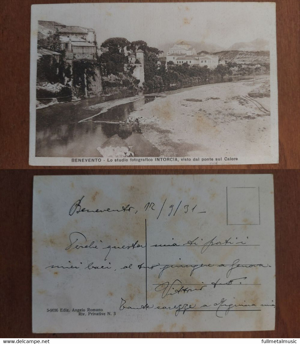 Benevento Lo Studio Fotografico Intorcia Visto Dal Ponte Sul Fiume Calore Viaggiata 1931 Anni '30 (G0H) Difetti - Benevento