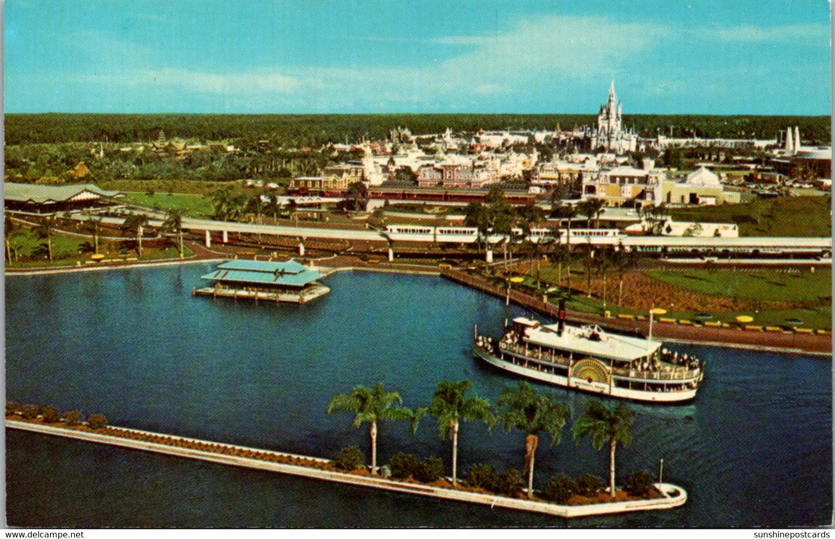 Florida Orlando Walt Disney World Monorail And Steamboat Arriving At The Magic Kingdom - Orlando