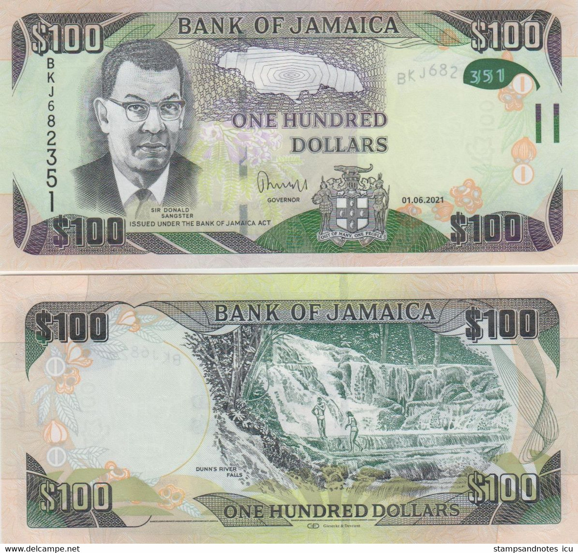 JAMAICA 100 Dollars 2021 P 95 UNC Hybrid - Jamaica