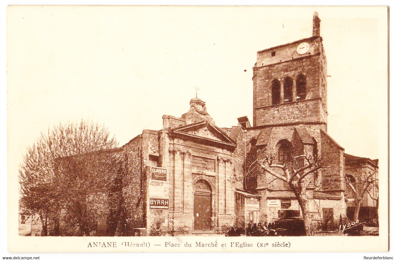 ANIANE (34) CPA - Place Du Marché Et L'église (XIe Siècle) - Aniane