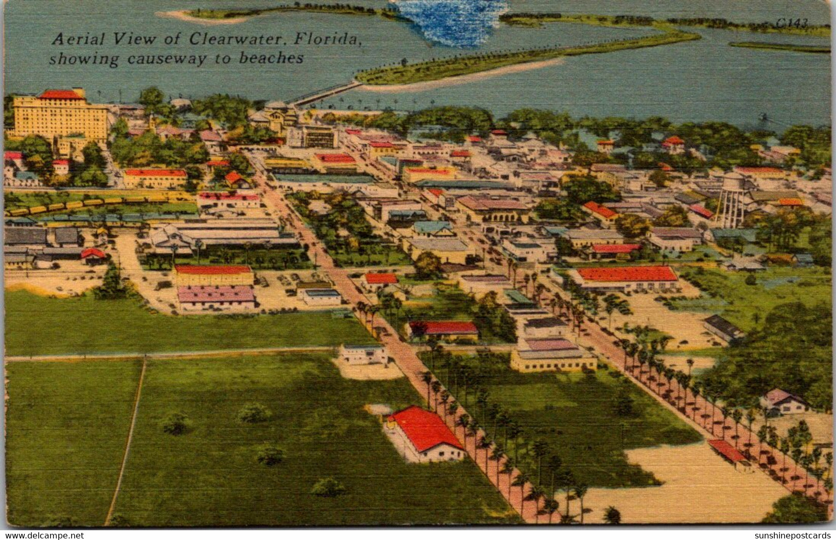 Florida Clearwater Aerial View Showing Causeway To Beach - Clearwater