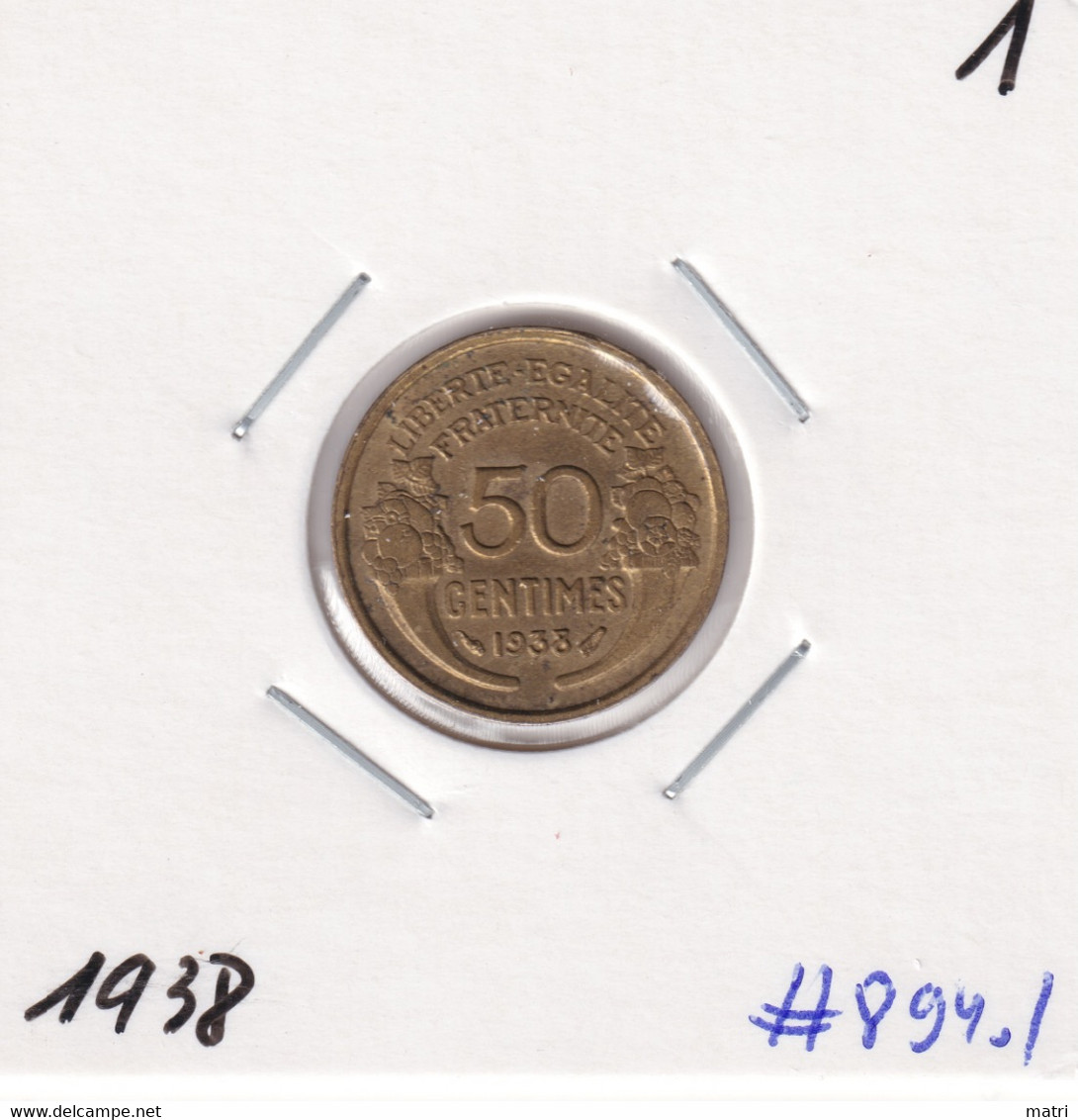 France 50 Centimes 1938 Km#894.1 - 50 Centimes