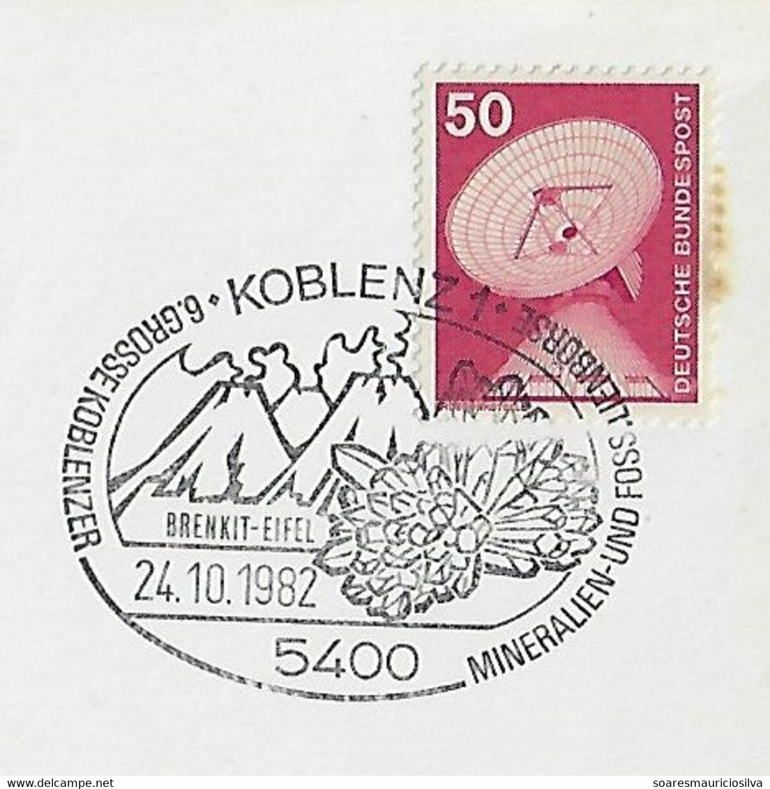 Germany 1976/1982 4 Card Commemorative Cancel Geology Mineral Volcano Mining Fossil Trilobite - Minéraux