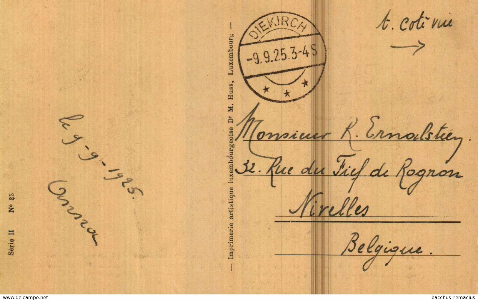 WILTZ - 1835 Beau Cachet Postal : Diekirch 9.9.1925 - Wiltz