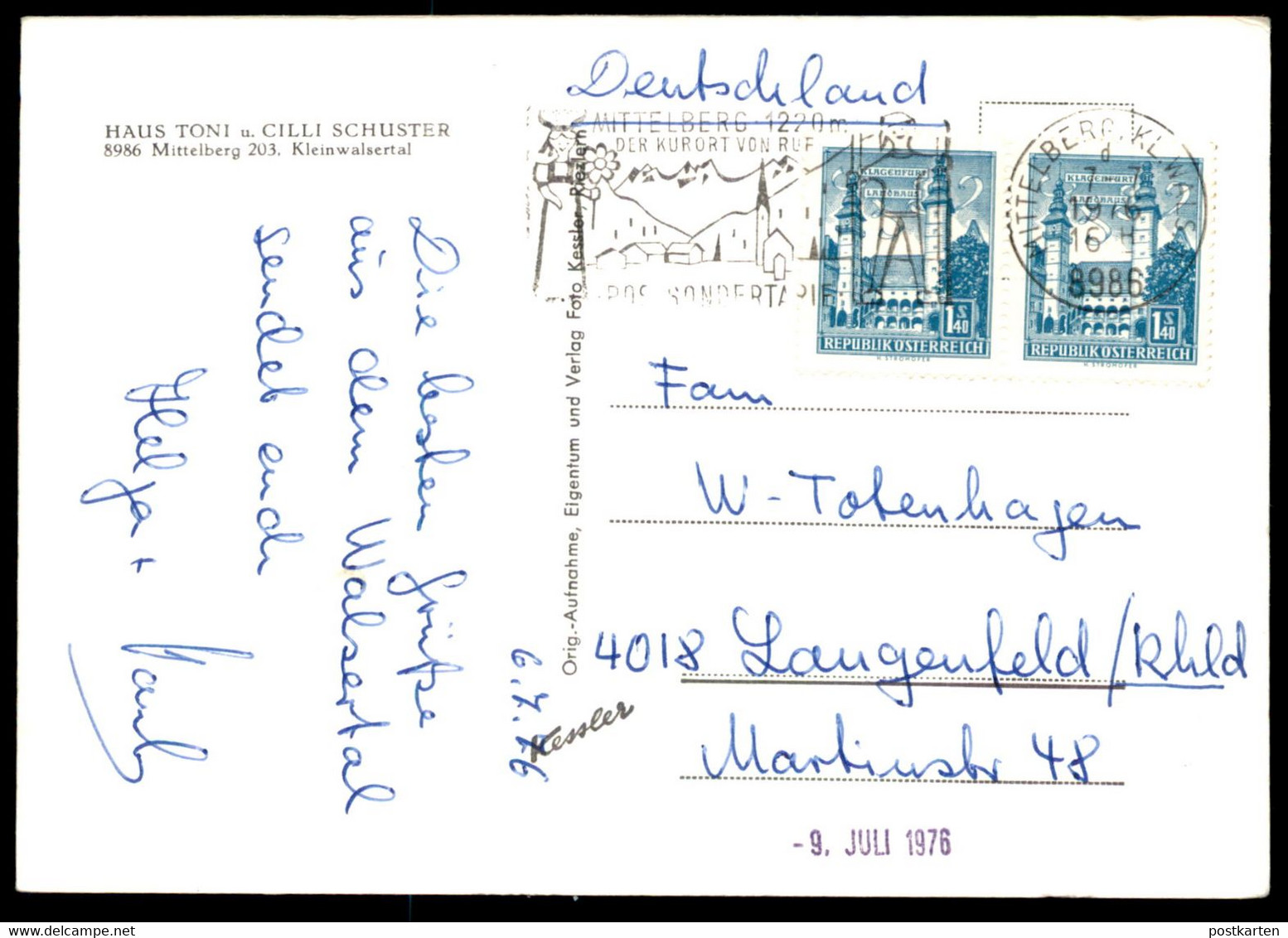 ÄLTERE POSTKARTE MITTELBERG HAUS TONI UND CILLI SCHUSTER VW KÄFER Kleinwalsertal Vorarlberg Cpa Postcard Ansichtskarte - Kleinwalsertal