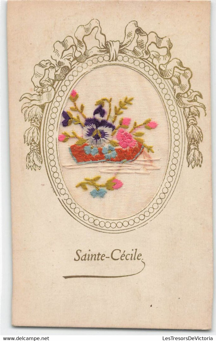 CPA Brodée - Fantaisie - Sainte Cécile - Broderie - - Bestickt