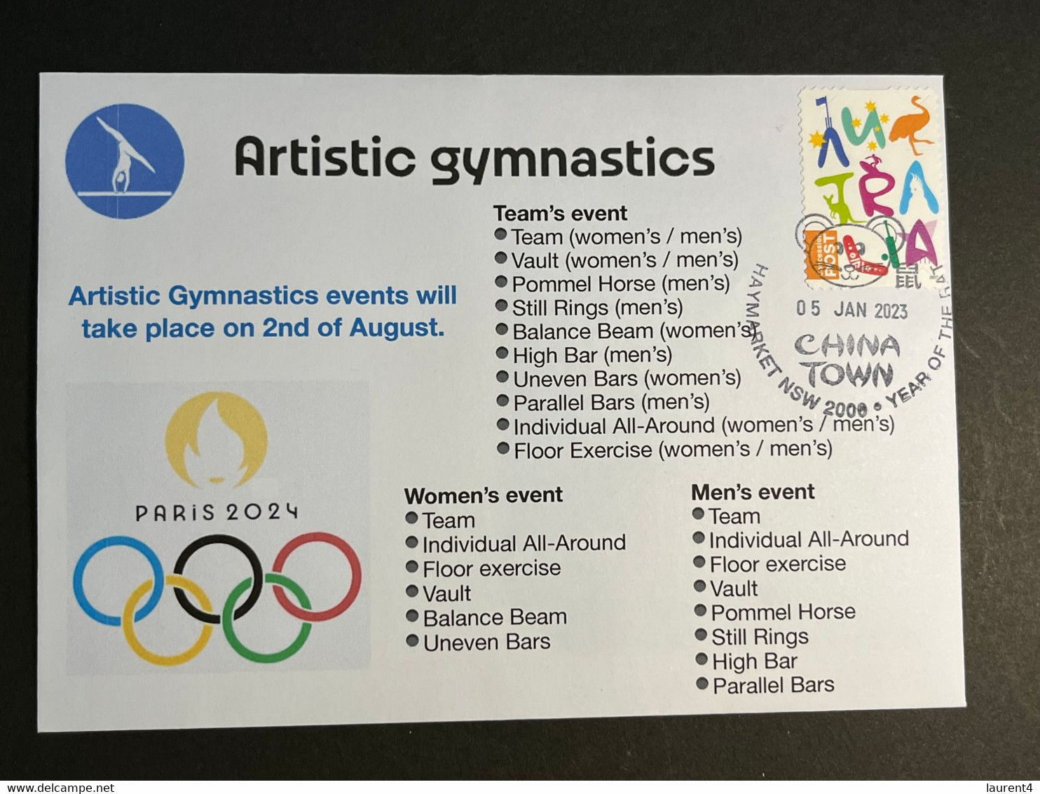 (3 N 7) 2024 France - Paris Olympic Games (3-1-2023) Sport / Artistic Gymnastics - Sommer 2024: Paris