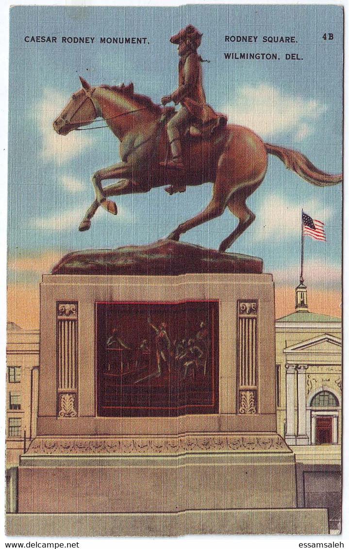 USP01503 USA CPM Postcard Caesar Rodney Monument - Rodney Square - Wilmington. DEL - Wilmington