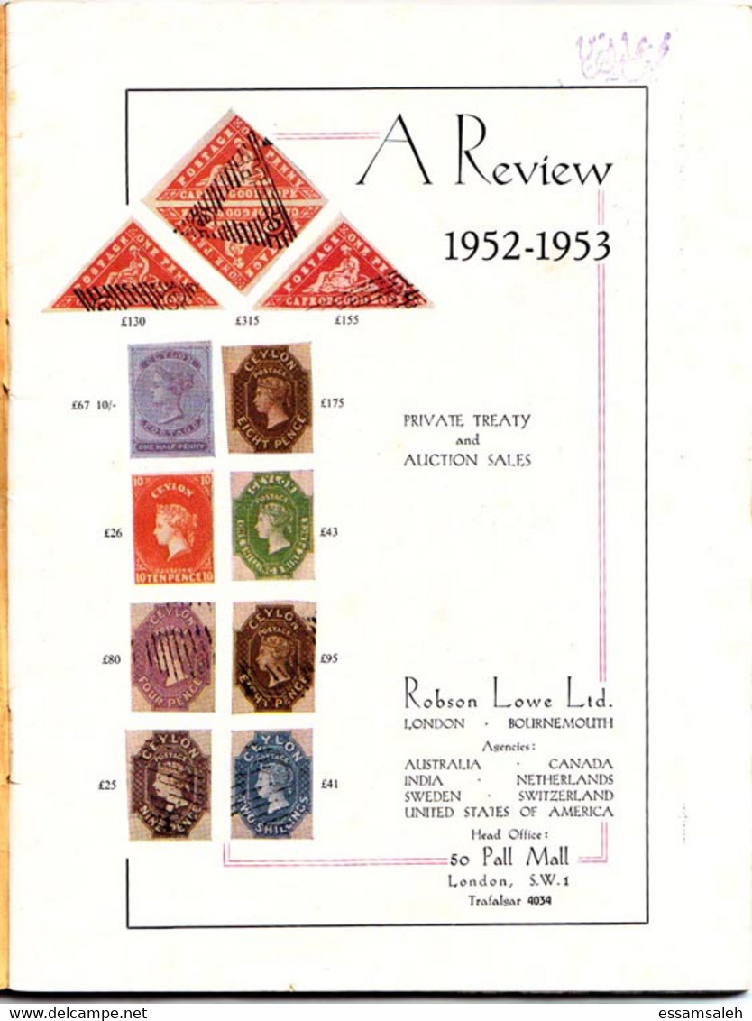 GBS95001 Robson Lowe 1952 - 1953 A Review Private Treaty And Auction Sales - Catalogues For Auction Houses