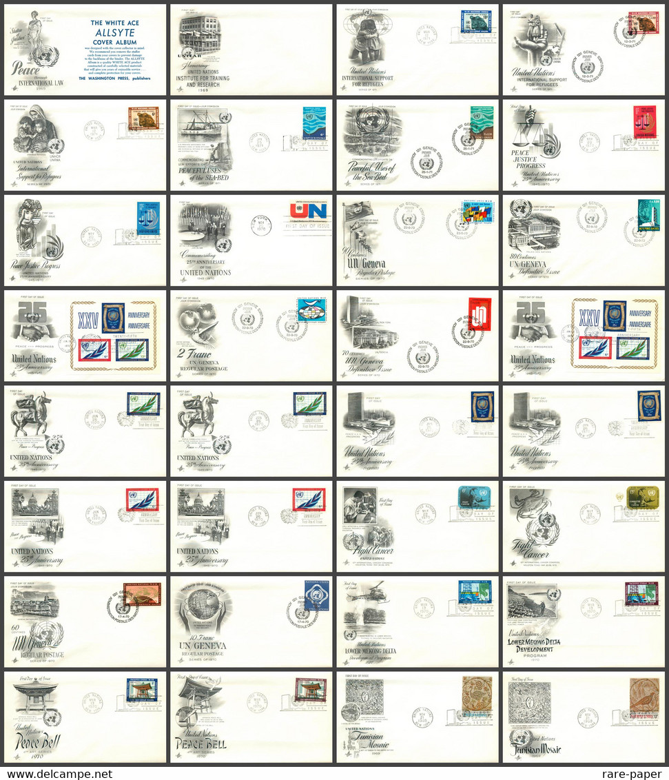 32 X First Day Covers 1969-1971, United Nations, USA United States Envelopes - Other & Unclassified